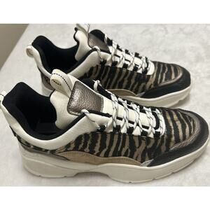 H&M Animal Print Women's Platform Casual Sneaker Sz. 8 Chunky Shoe Beige Zebra